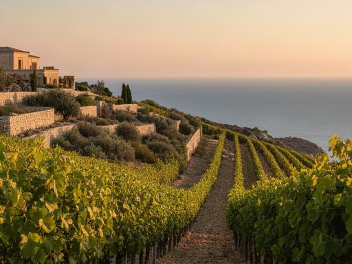Vigneto di Villa dei Tramonti disposto lungo una collina pugliese